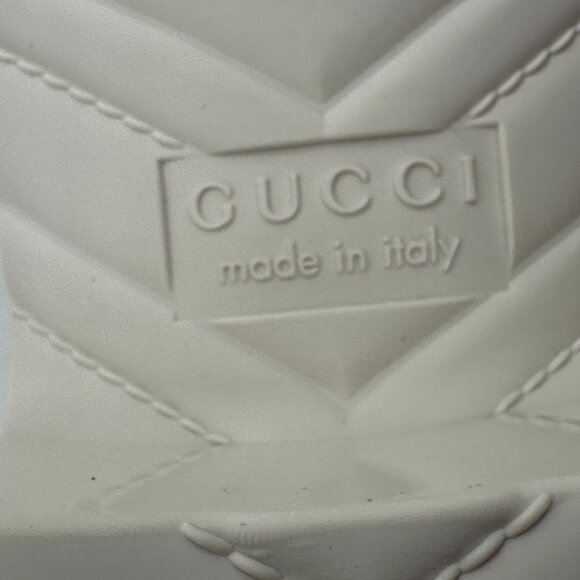 Gucci Double GG Logo Rubber Platform Block Heel Mules Slides Sandals Shoes - Picture 14 of 16